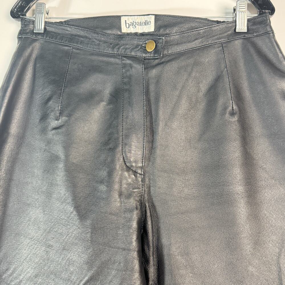 Bagatelle Black Genuine Leather Straight Leg Pants Women's Size 10 - Picture 2 of 6